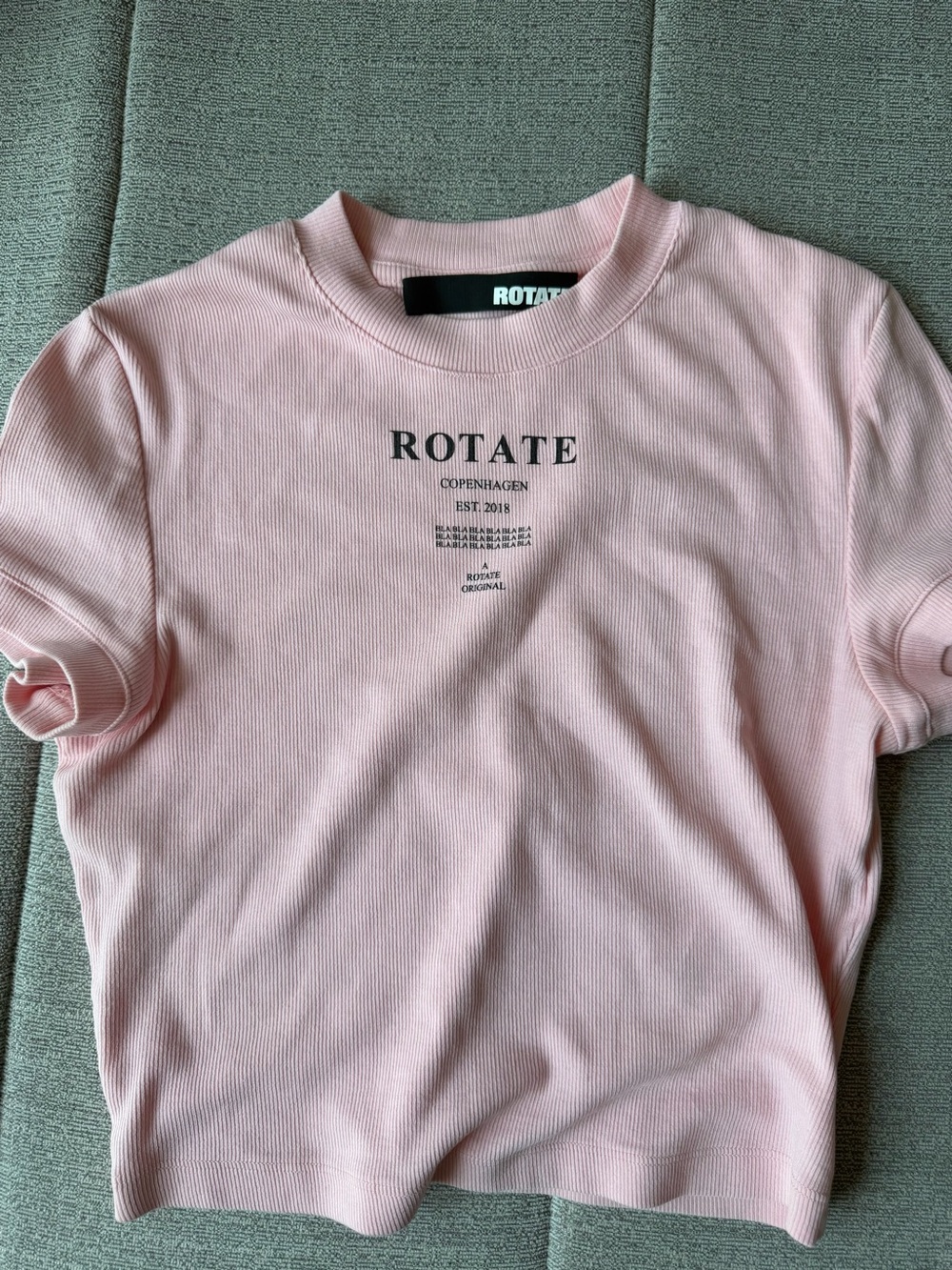 ROTATE Copenhagen Pink Ribbed Crop Tee